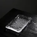 Rectangular Japanese hammered glass tray with textured finish for sake set - Small Glass Tray (23cm) / 23cm