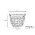 65ml heat-resistant faceted glass tea cup bowl with clear dimension markings - No. 67 Cup (Square Grid Facet)