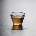 Handcrafted Japanese hammered glass tea cup with 45ml capacity for Kung Fu tea set - Vertical Dotted Texture / Diameter 6.4cm Height 4.6cm 45ml