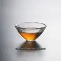 Hammered glass tea cup with 60ml capacity, Japanese style clear glass for Kung Fu tea. - Small Conical Hat Shape / Diameter 7.5cm Height 4cm 60ml