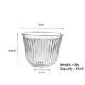 Small fluted glass tea cup with 65ml capacity and heat-resistant transparent ribbed design - No. 71 Cup (Ribbed)