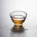 Elegant Japanese hammered glass tea cup, diameter 7.2cm, height 5cm, 60ml capacity - Large Bottom Plaid Texture / Diameter 7.2cm Height 5cm 60ml