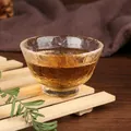 Japanese style hammered texture transparent glass tea cup for traditional kung fu tea - Style 10 (KB001)