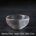 Exquisite handcrafted hammered glass tea cup with gold rim for traditional Kung Fu tea - Wave Fish Pattern Gold-Rimmed / Diameter 6.8cm Height 3.5cm
