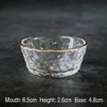 Elegant Japanese hammered glass teacup with gold rim and crystal texture design - First Snow Gold-Rimmed / Diameter 6.5cm Height 2.6cm