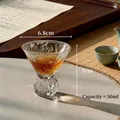 Premium 50ml heat-resistant textured glass tea cup with elegant hourglass shape for Kung Fu tea - Glacier Pattern High Cup