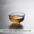 Japanese style hammered glass tea tasting cup with tripod feet, 50ml capacity variant - Three-Legged Clear / Diameter 6.5cm Height 3.5cm 50ml