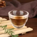 Japanese style hammered glass teacup for Kung Fu tea ceremony placed on a wooden tray - Style 17 (KB001)