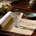 Exquisite heat-resistant hammered glass tea cup with 50ml capacity for Kung Fu tea ceremony - Diamond Pattern High Cup