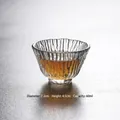 Hammered glass tea cup, 60ml capacity, Japanese style crystal tea bowl for Gongfu tea - Bamboo Section Clear / Diameter 7.2cm Height 4.5cm 60ml