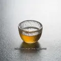Japanese style hammered glass tea cup 60ml handcrafted for Gongfu tea ceremony use - Transparent Egg Cup / Diameter 5.6cm Height 3.8cm 60ml