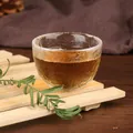 Elegant Japanese style hammered glass teacup for Kung Fu tea ceremony on wooden tray - Style 1 (KB001)