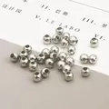 Premium silver metallic iron round spacer beads for DIY jewelry making and crafts - Approx. 500 Pieces (2.4mm) / White K Plated