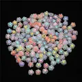 Perles fleurs en acrylique transparent coloré pour la fabrication de bijoux DIY créatifs - Diamètre 12mm / 50 Pièces / Fleur Multicolore Électroplaquée
