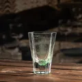 Minimalist Chinese style octagonal heat-resistant glass tea cup with artistic bubble texture - Octagonal Fragrance Cup / Transparent Green