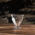 Tazza in vetro cristallo fatta a mano con trama a bolle stellate per tè o vino - Tazza Fiore a Bolle / Trasparente