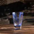 Elegant blue octagonal heat-resistant glass tea cup for cold brew tasting and aroma - Octagonal Fragrance Cup / Transparent Blue