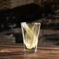 Premium heat-resistant hexagonal glass cup with elegant golden swirl ribbon pattern - Transparent Yellow
