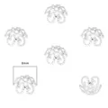Set aus silbernen hohlen Blumenperlenkappen und Abstandhaltern für DIY Schmuck 8mm - 10 Stk./Packung (8mm) / Silber (#05 Stil Dickes Silber)
