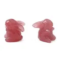 Reddish-pink resin rabbit charms for DIY jewelry making, bracelets and pendants - 16x14mm (Hole 1mm) / Dusty Rose (2 Pcs/Pack)