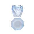 Elegant light blue frosted glass tea cup featuring a unique smoke-like art texture - Frosted Blue Smoke Cup Saucer Set