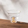 Tasse à thé élégante en verre de cristal avec base en feuille d'or et bord doré. - Tasse à Thé en Or Style C (Transparent)