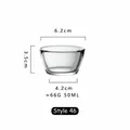 Japanese style clear crystal glass sake cup with 50ml capacity and size specifications - Style 46 (Tea Cup) / 50ml