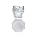 Handcrafted Japanese style frosted glass teacup with a unique flower-shaped base design - Frosted Black Smoke Cup Saucer Set
