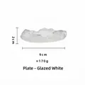 Handcrafted frosted white glass tea coaster with mountain-shaped textured rim - Saucer Only (Without Cup) / Glazed White
