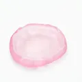 Elegant pink frosted glass tea saucer featuring unique wavy edges for a modern look - Frosted Pink Cup Coaster