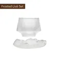 Elegant frosted glazed white heat-resistant glass tea cup with a textured saucer - Cup and Saucer Set / Glazed White
