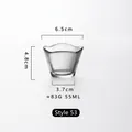 Japanese style hammered crystal glass sake cup, 55ml transparent tea cup, Style 53 variant - Style 53 (Tea Cup) / 55ml