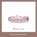 Pink frosted glass coaster featuring a unique irregular ice peak mountain edge design - Single Coaster / Matte Pink