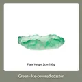 Minimalist green frosted glass coaster with irregular ice pattern for tea cups - Single Coaster / Matte Green