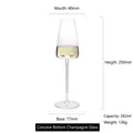 Elegant clear crystal champagne flute glass with unique concave bottom 262ml capacity - Single Piece / Transparent (Flat Champagne Mouth)