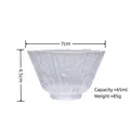 Tasse à thé en verre dépoli texturé, capacité 65ml et diamètre de 7cm - Tasse à Thé en Bambou Seule / Transparent