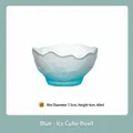 Elegant frosted blue glass tea cup with textured ice finish, 60ml capacity SKU view - Single Cup / 60ml / Matte Blue