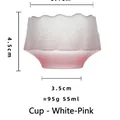 Handmade Japanese style frosted pink gradient glass teacup, 55ml capacity size - Mini Mountain Cup / Matte Pink