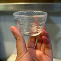 Small hand-held Japanese style hammer-pattern clear crystal glass cup for tea or sake - Style 60 (Tea Cup)