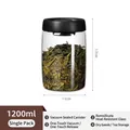 1200ml vacuum sealed borosilicate glass storage jar for loose tea leaves and coffee beans - Black Large