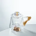 Elegant clear glass mug featuring a gold leaf handle and mountain-shaped base with lid - 401-500ml / Gold Foil Style