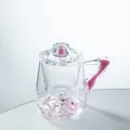 Elegant borosilicate glass tea mug with pink glitter handle and mountain base design - 401-500ml / Pink Rhinestone Style