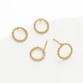 14K gold plated copper twisted rope round stud earrings for DIY jewelry - 2# Twisted Round Style (FGT371) / Diameter 10mm (2 Pieces/Pack) / 14K Gold