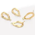Gold-plated 14K irregular wavy oval earring studs for DIY jewelry handmade accessories - 3# Wavy Oval Style (FGT371) / 11x21mm (2 Pieces/Pack) / 14K Gold