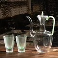 New Chinese style heat-resistant glass tea set featuring a pitcher and octagonal cups - Cloudy Green