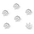Sechs silberfarbene Perlenkappen in Blumenform für DIY-Schmuck und Armbänder - Sechsblättriger Gehämmerter Blumenstil (#09款) / 10 Stück/Packung (6mm) / Silber (Dick Versilbert)