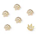 Hochwertige 14k vergoldete strukturierte Blütenperlenkappen für DIY-Schmuckherstellung - Sechsblättriger Gehämmerter Blumenstil (#09款) / 10 Stück/Packung (6mm) / Gold (14K Gold Vergoldet)