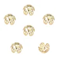 14k vergoldete hohle Blütenperlenkappen für DIY-Schmuckherstellungszubehör und Charms - Fünfblättriger Gitterhollblumenstil (#10款) / 10 Stk./Packung (8mm) / Gold (14K Gold Vergoldet)