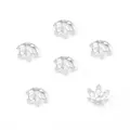 Silberne Blumenperlenkappen für DIY-Schmuck, 6-teiliges handgefertigtes Zubehör-Set - 3D-Hohlblütenblatt-Stil (#12款) / 10 Stk./Packung (8mm) / Silber (Dick Versilbert)