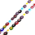 Vibrant colorful Millefiori glass disc beads for handmade DIY jewelry crafting - Multicolor Flat Round Style (Dia 10mm)